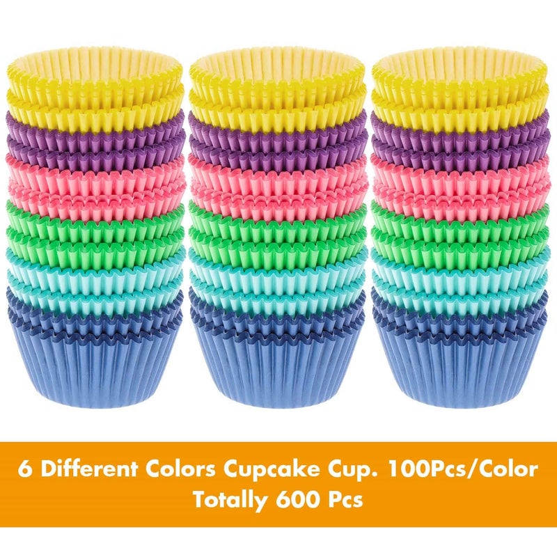 Selizo 600 Pcs Cupcake Liners Cupcake Wrappers Cupcake Paper Baking Cups for Cake Balls, Muffins, Cupcakes and Candies, Assorted Bright Colors - Image 2